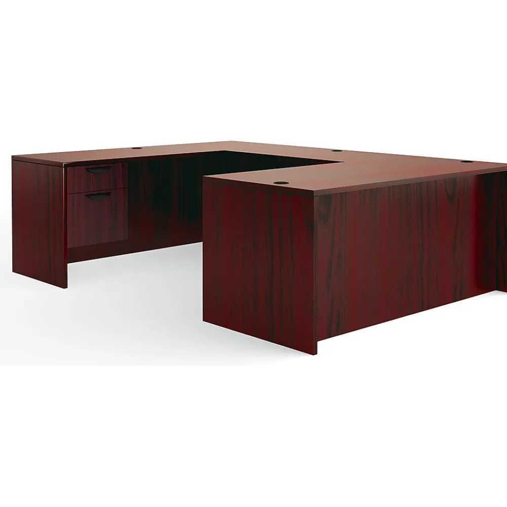 Global Offices to Go Superior Laminate Executive Desk Bundle, American Mahogany (TDOTG1-AML) Cheap