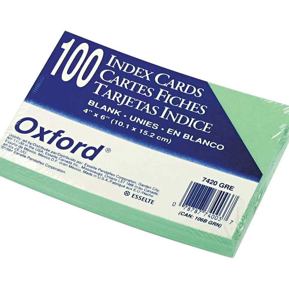 Oxford 4" x 6" Index Cards, Blank, Green, 100/Pack (7420GRE) Cheap