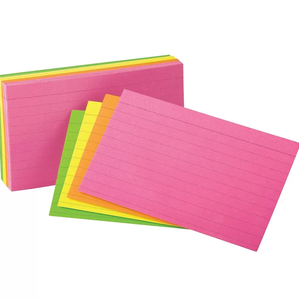 Oxford Glow Index Cards, 4" x 6", 100 Per Pack, 6 Packs (ESS99755-6) Fashion