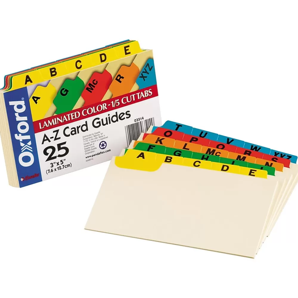 Oxford Laminated Alpha Index Card Guides, 3" x 5" , Manila, 25/Set (OXF03514) Sale