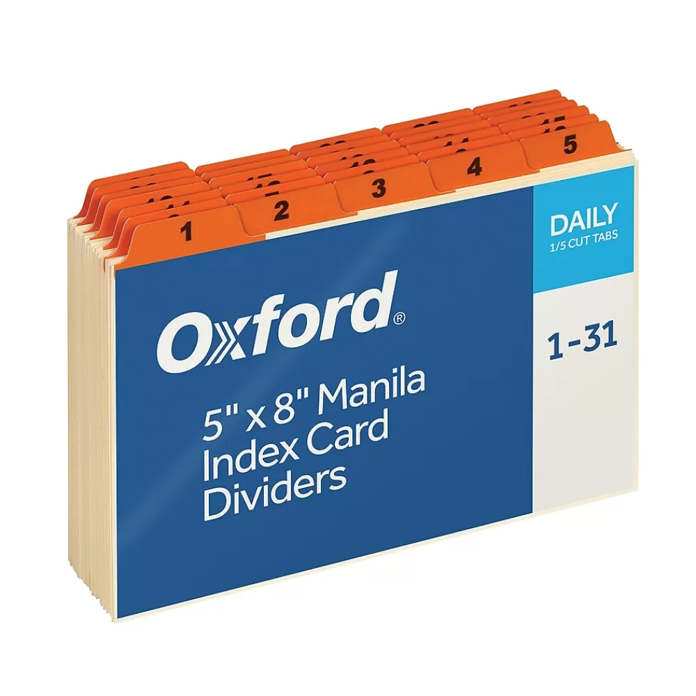 Oxford Laminated Tab Daily Index Card Guides, 5" x 8", Manila, 31/Set (OXF05832) Shop