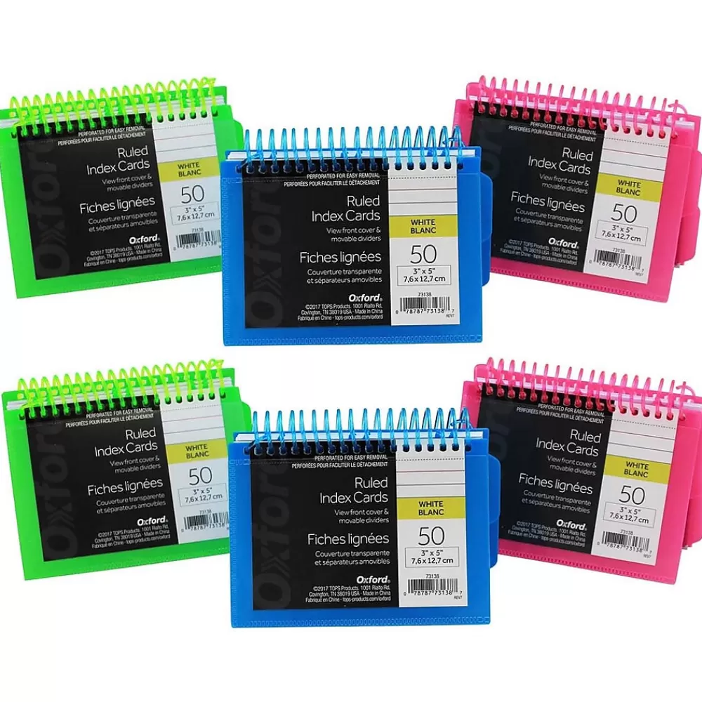 Oxford View Front Spiral Index Cards, 3" x 5", Pack of 6 (ESS73138-6) New