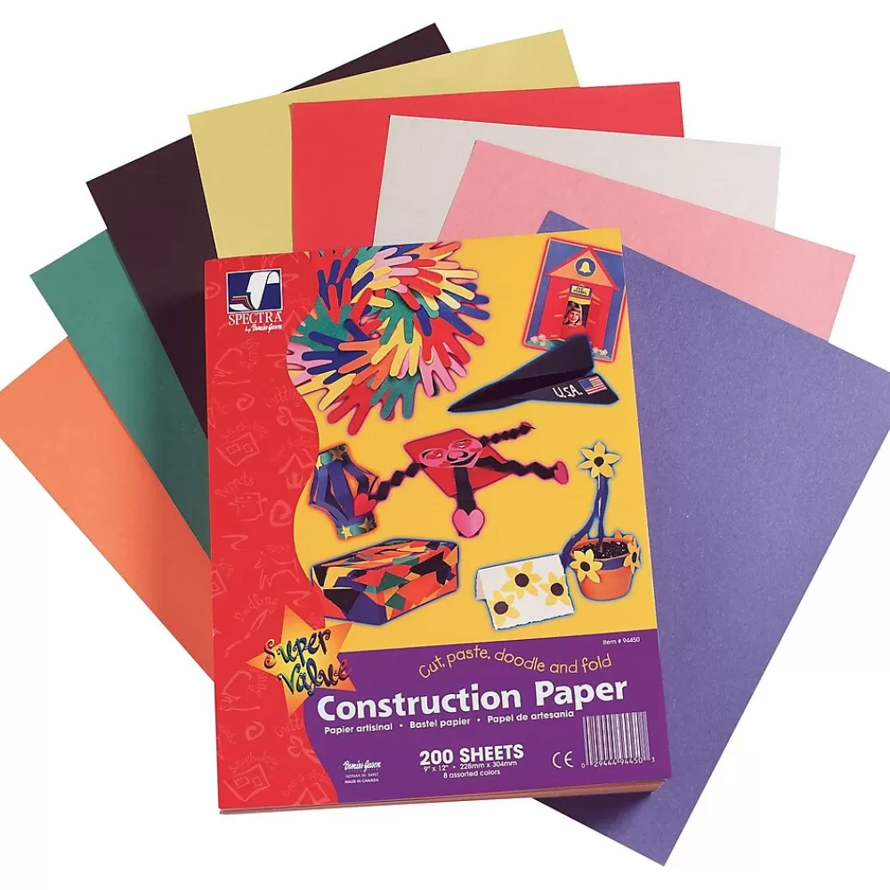 Pacon 9" x 12" Construction Paper, Assorted Colors, 200 Sheets/Pack (94450) Clearance