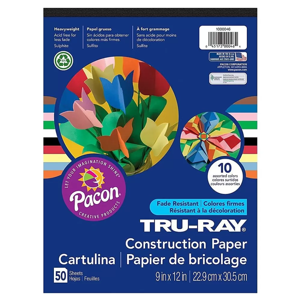 Pacon 9" x 12" Construction Paper, Assorted Colors, 50 Sheets/Pack, /Pad (P1000046) Discount