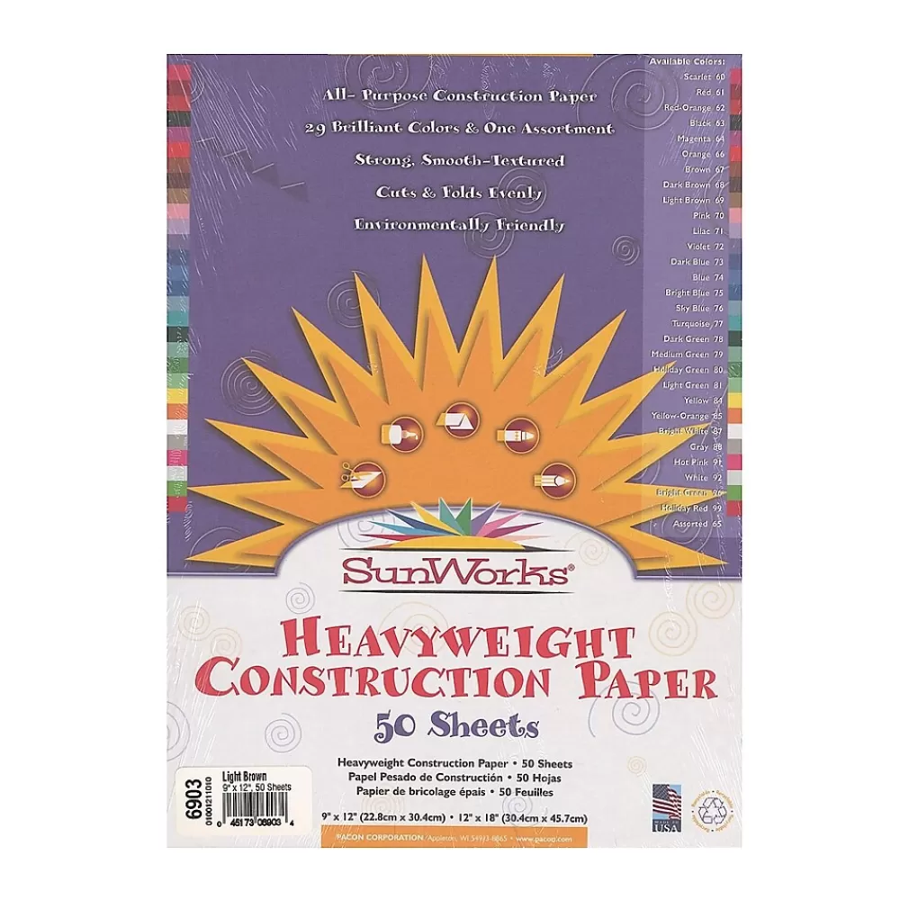 Pacon 9" x 12" Construction Paper, Light Brown, 50 Sheets/Pack, 5/Pack (75405-PK5) Hot