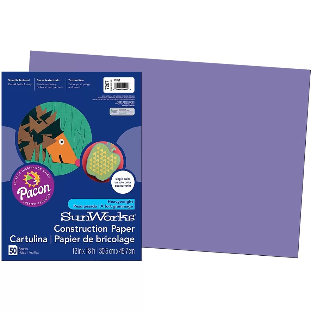 Pacon 12" x 18" Construction Paper, Violet, 50 Sheets/Pack (PAC7207) Discount