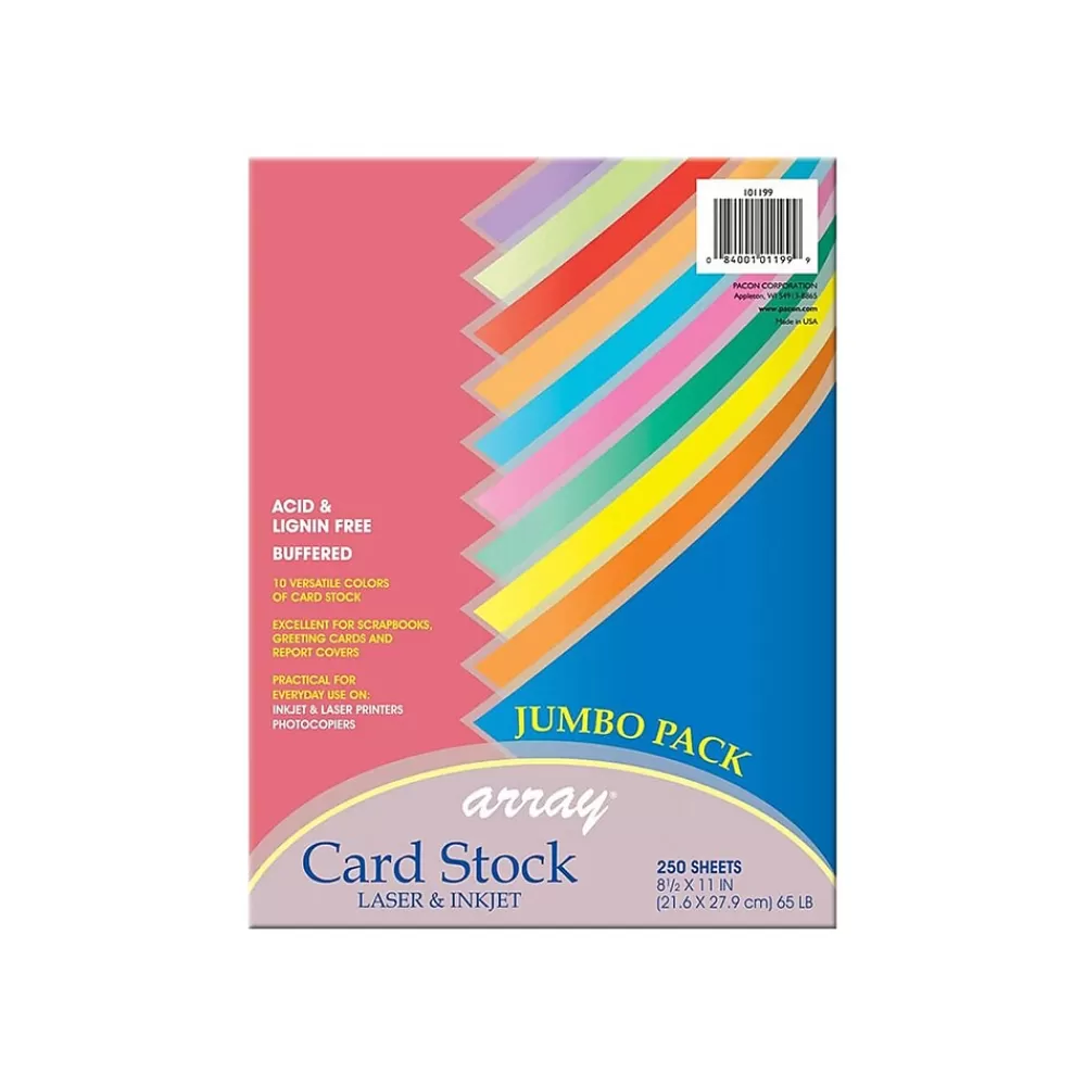 Pacon Array 65 lb. Cardstock Paper, 8.5" x 11", Assorted Colors, 250 Sheets/Pack (101199) Cheap