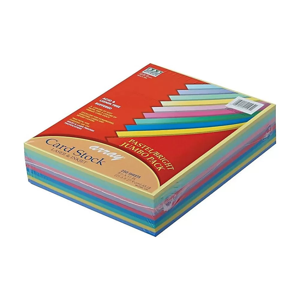 Pacon Array 65 lb. Cardstock Paper, 8.5" x 11", Assorted Colors, 250 Sheets/Pack (101195) Outlet