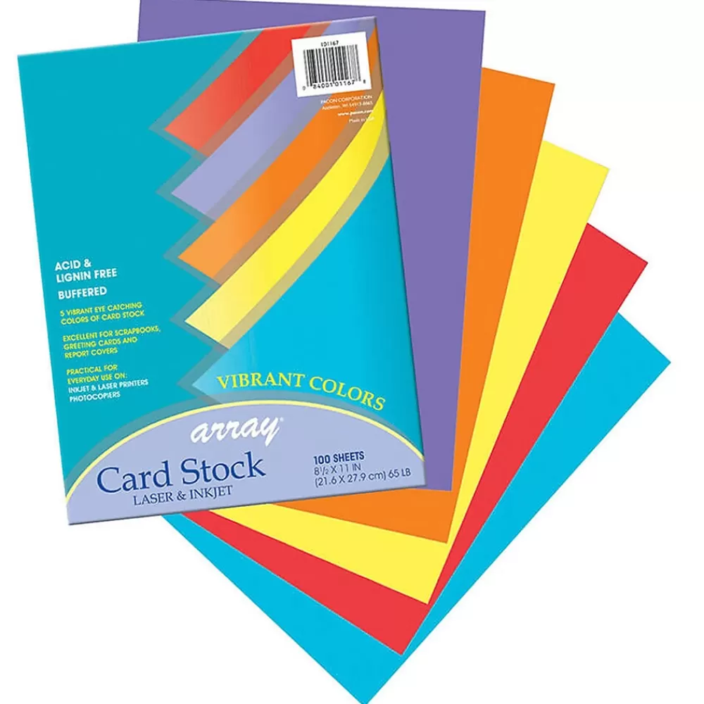 Pacon Array 65 lb. Cardstock Paper, 8.5" x 11", Assorted Colors, 100 Sheets/Pack, 2 Packs/Bundle (PAC101167) Flash Sale