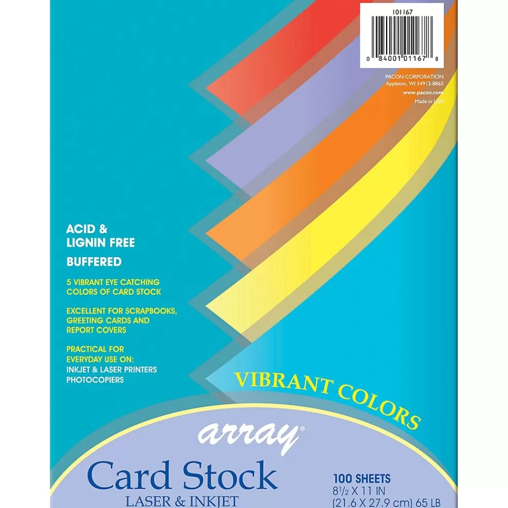 Pacon Array 65 lb. Cardstock Paper, 8.5" x 11", Assorted Colors, 100 Sheets/Pack, 2 Packs/Bundle (PAC101167) Flash Sale