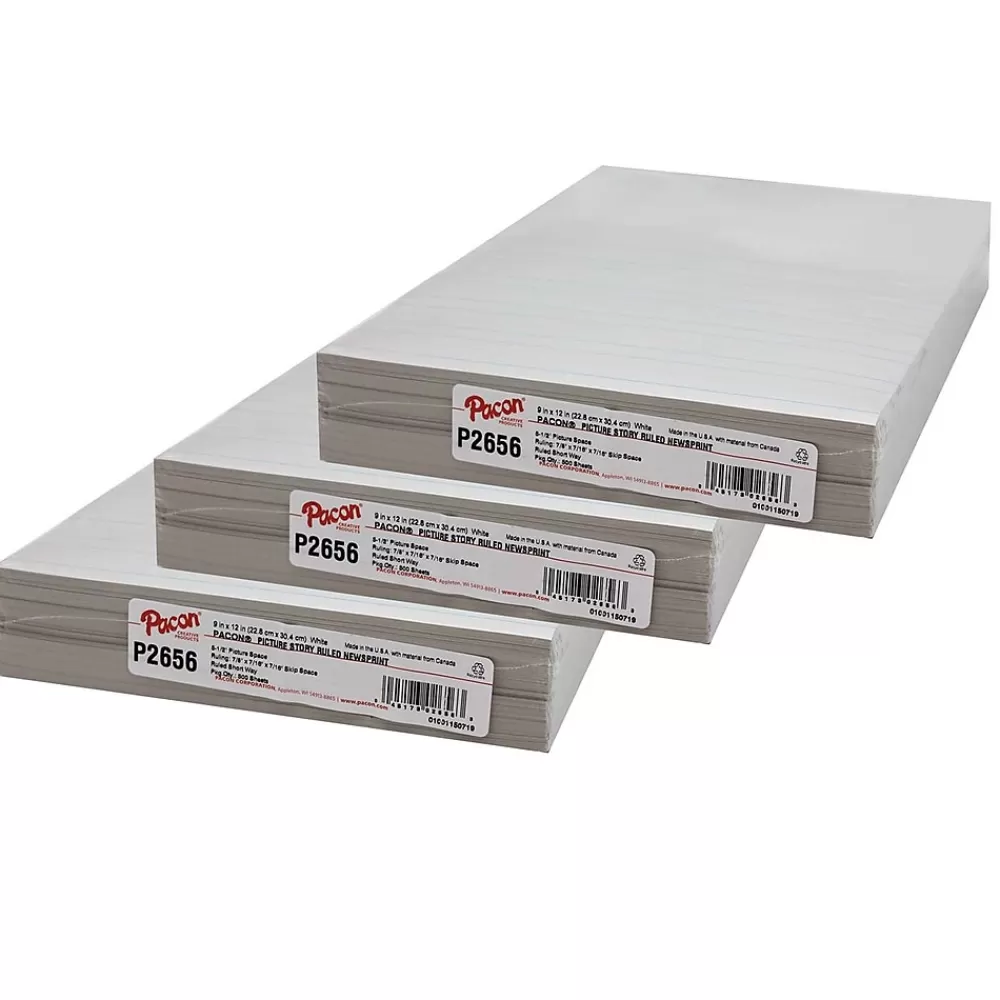 Pacon Newsprint Handwriting Paper, 500 Sheets/Pack, 3/Packs (PAC2656-3) Cheap