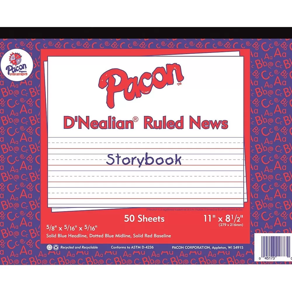 Pacon Storybook Paper for D'Nealian Programs 8-1/2" x 11", 1/2" Long Way Ruled, White, 500 Sheets/Pack (PAC2693) Online
