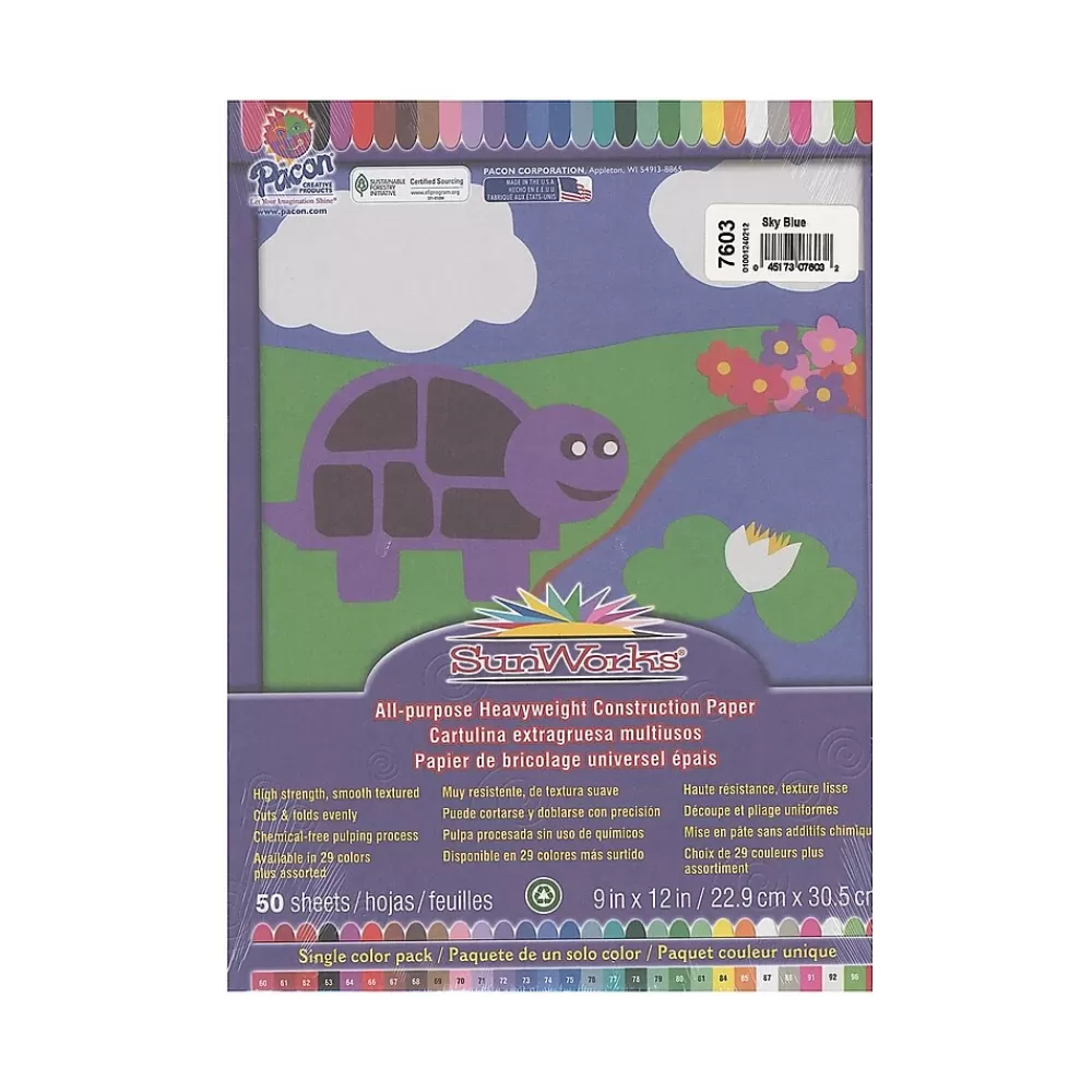 Pacon Sunworks 9" x 12" Construction Paper, Sky Blue, 50 Sheets/Pack, 5/Pack (22501-PK5) Best Sale