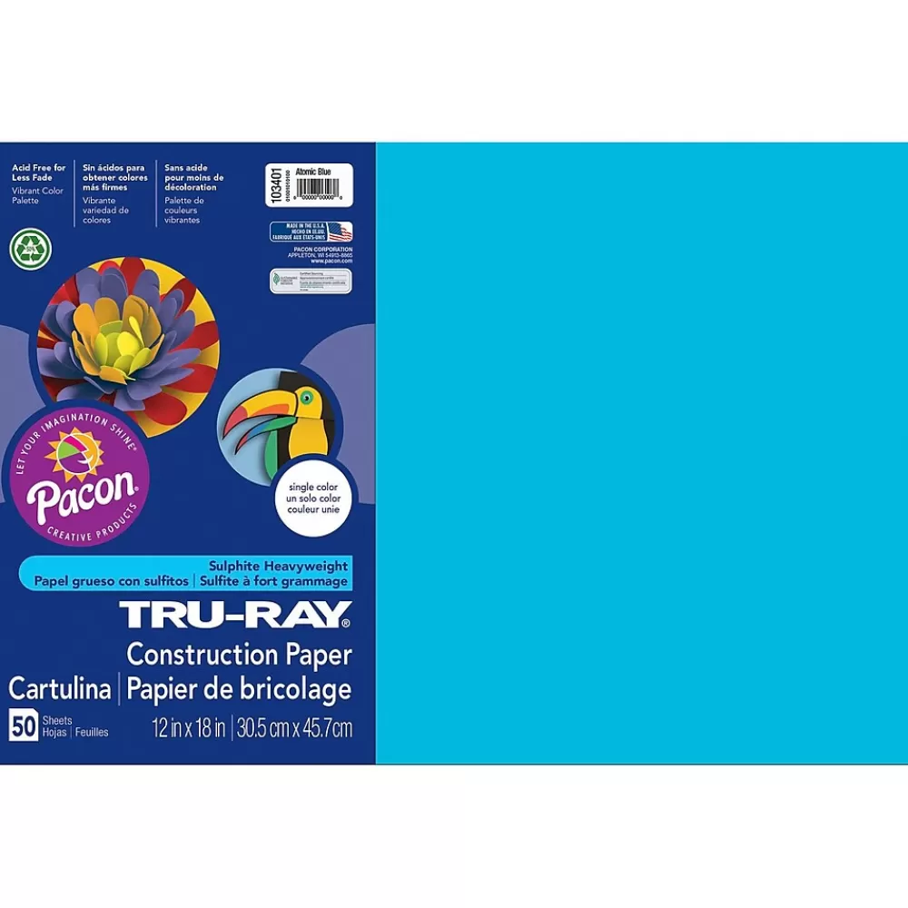 Pacon Tru-Ray 12" x 18" Construction Paper, Atomic Blue, 50 Sheets/Pack (P103401) Hot