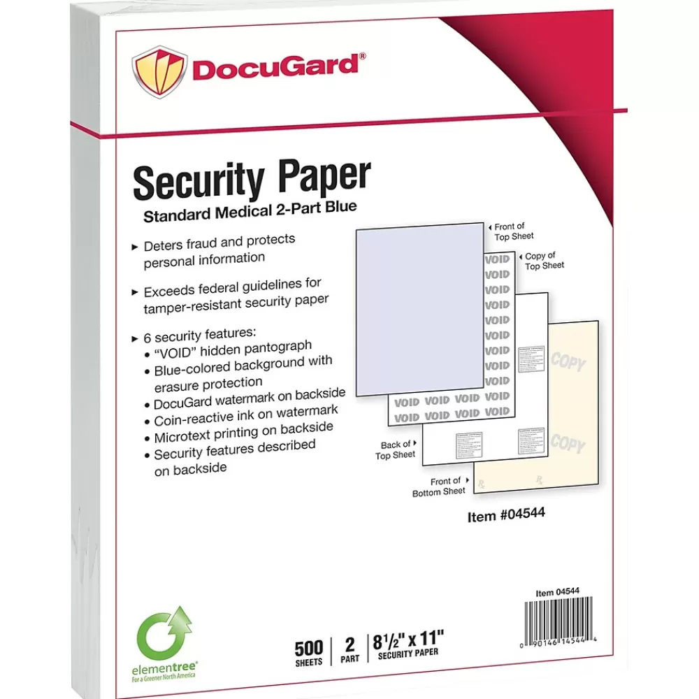 Paris DocuGard 8.5" x 11" Medical Security Paper, 24 lbs., Blue and Canary, 500 Sheets/Ream, 2500/Carton (04544P) Cheap