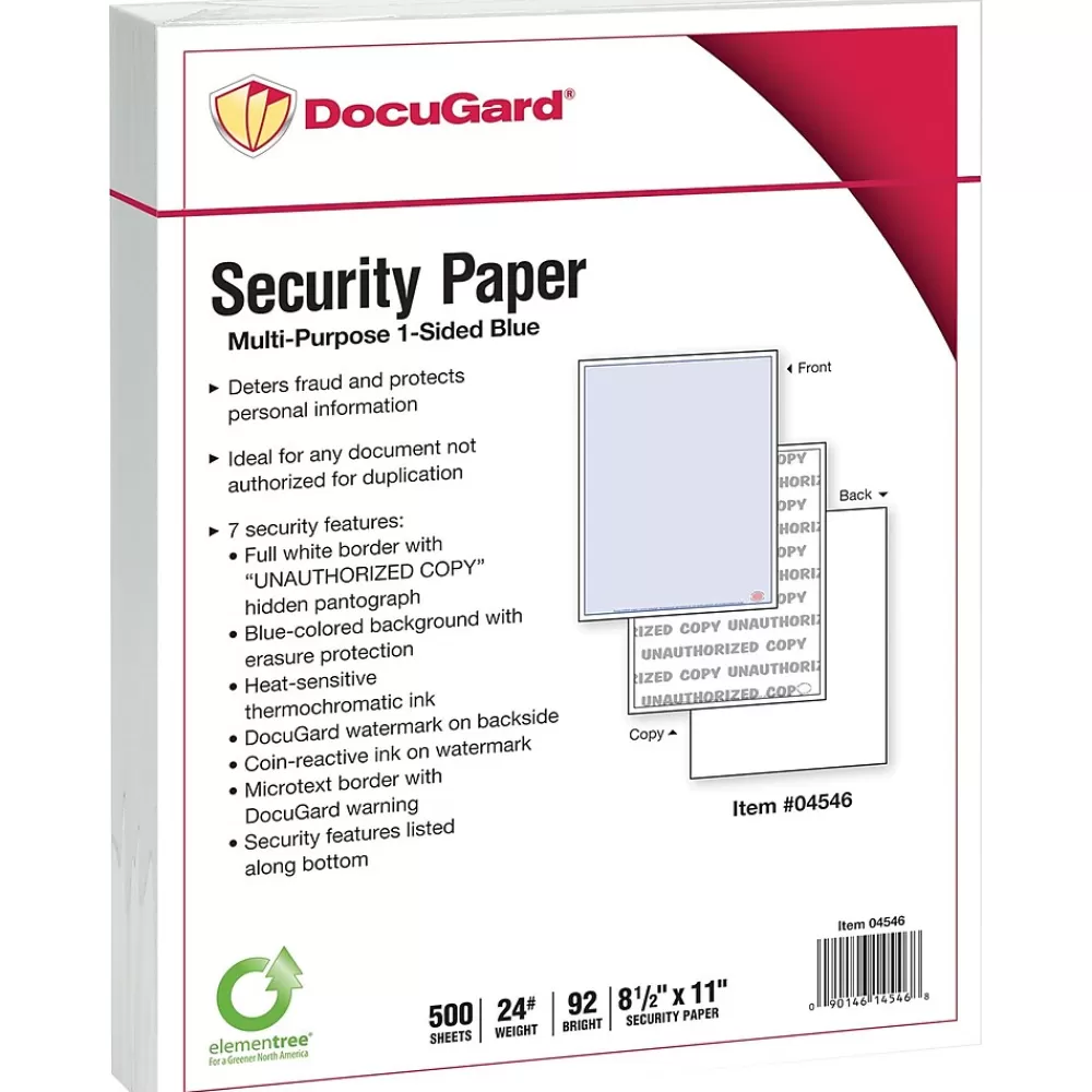 Paris DocuGard Advanced 8.5" x 11" Security Paper, 24 lbs., Blue, 500 Sheets/Ream, 2500/Carton (04546) Cheap