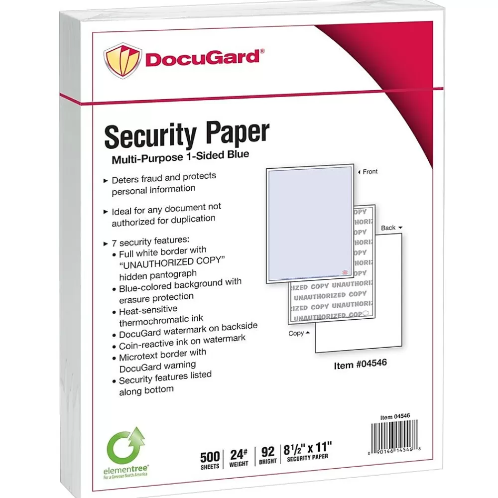 Paris DocuGard Advanced 8.5" x 11" Security Paper, 24 lbs., Blue, 500 Sheets/Ream, 2500/Carton (04546) Cheap