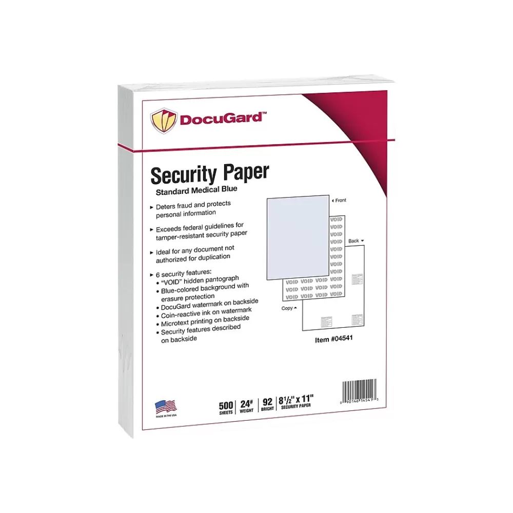 Paris DocuGard Standard 8.5" x 11" Medical Security Paper, 24 lbs., Blue, 500 Sheets/Ream (PRB04541) Online