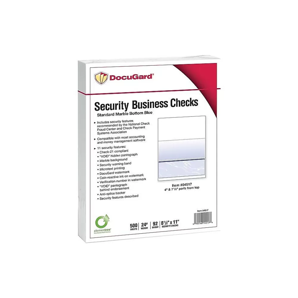 Paris DocuGard Standard 8.5" x 11" Security Check On Bottom, 24 lbs., Blue, 500 Sheets/Ream, 2500/Carton (04517P) Hot