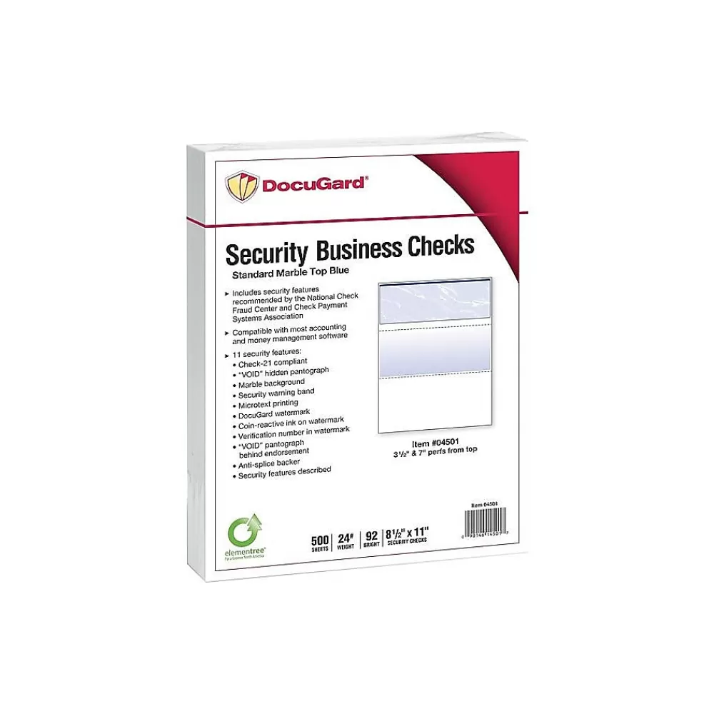 Paris DocuGard Standard 8.5" x 11" Security Check On Top, 24 lbs., Blue, 500 Sheets/Ream, 2500/Carton (04501) Best Sale