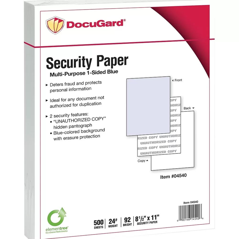 Paris DocuGard Standard 8.5" x 11" Security Paper, 24 lbs., Blue, 500 Sheets/Ream, 2500/Carton (04540) Hot