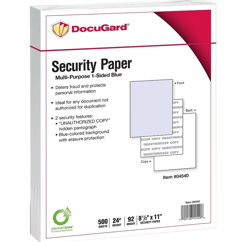 Paris DocuGard Standard 8.5" x 11" Security Paper, 24 lbs., Blue, 500 Sheets/Ream, 2500/Carton (04540) Hot