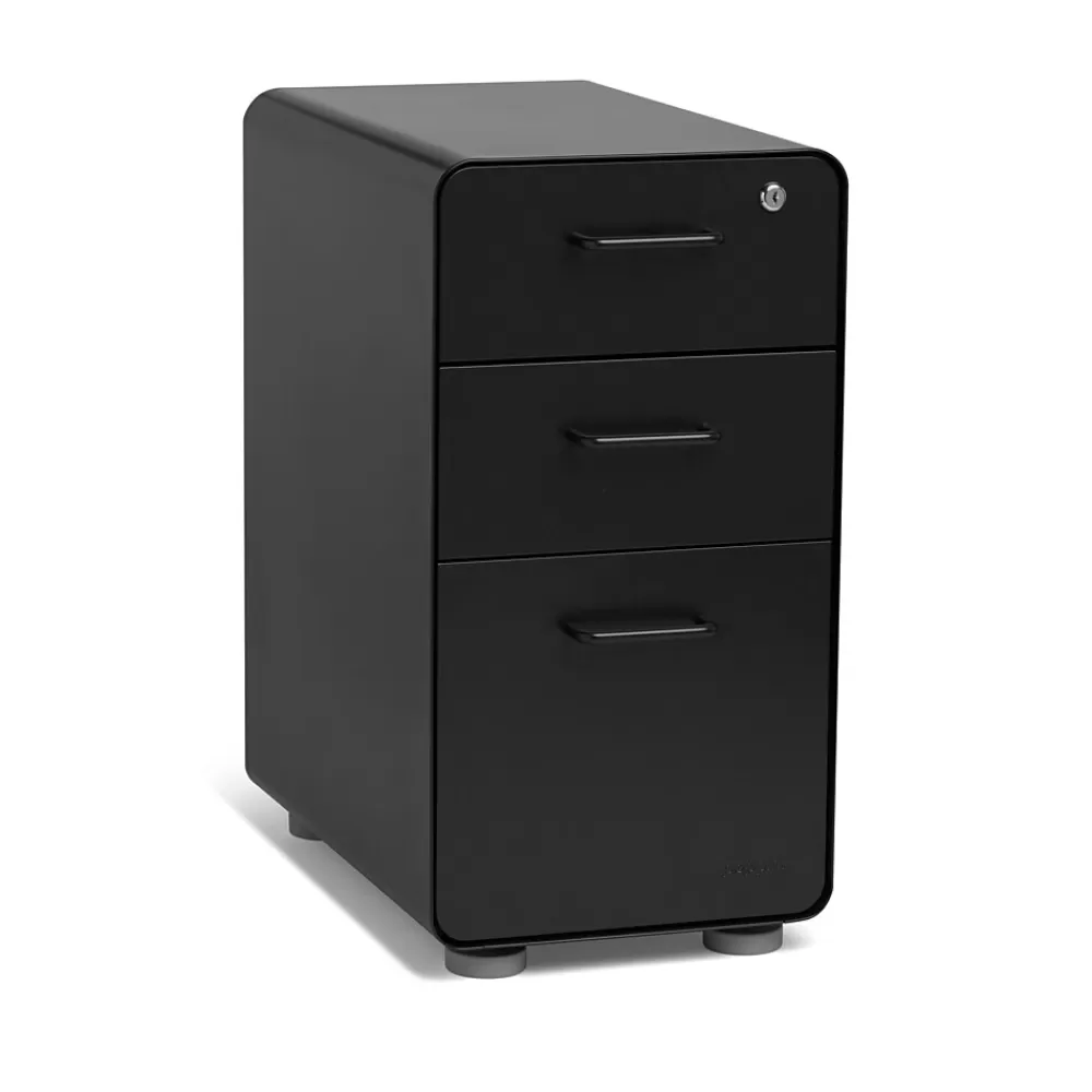 Poppin Black Slim Stow 3-Drawer Vertical File Cabinet, Black (104666) Hot