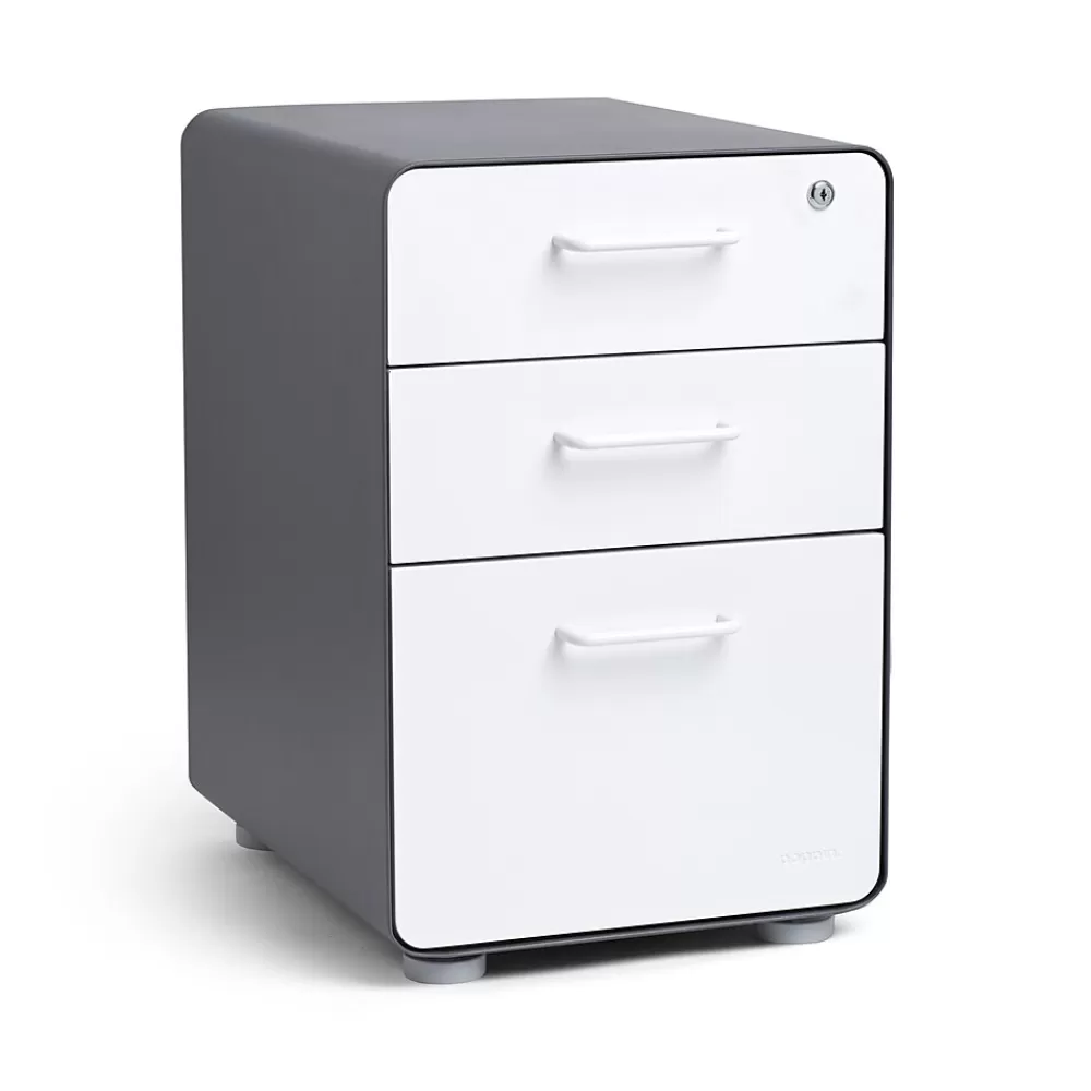 Poppin , 3-Drawer File Cabinet, Charcoal + White (103539) Best Sale