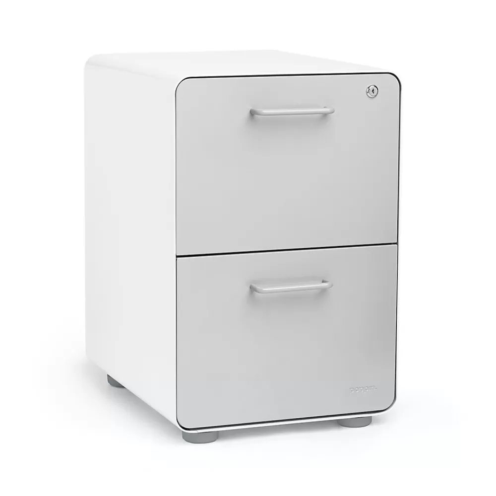 Poppin , Stow 2-Drawer File Cabinet, White & Light Gray (101834) Online