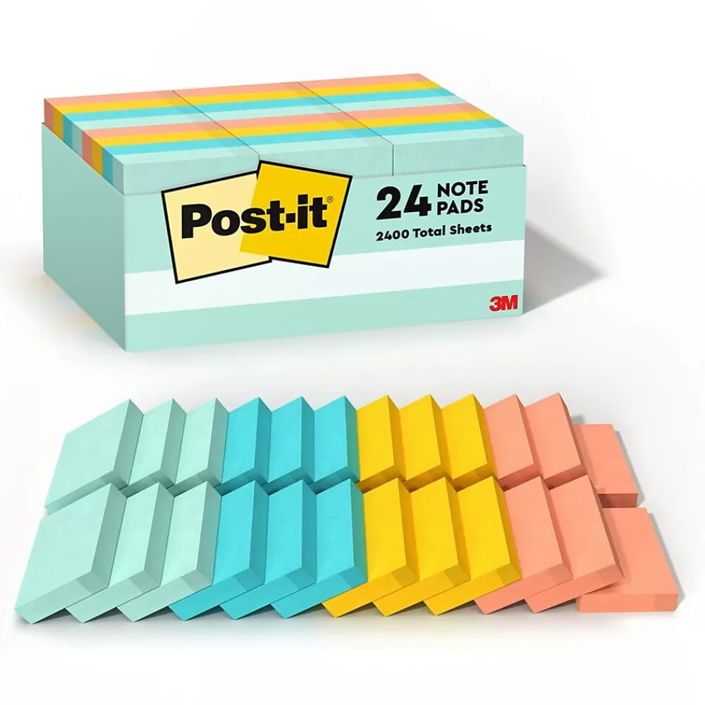 Post-it Notes, 1 3/8" x 1 7/8", Collection, 100 Sheet/Pad, 24 Pads/Pack (65324APVAD) Beachside Café Cheap