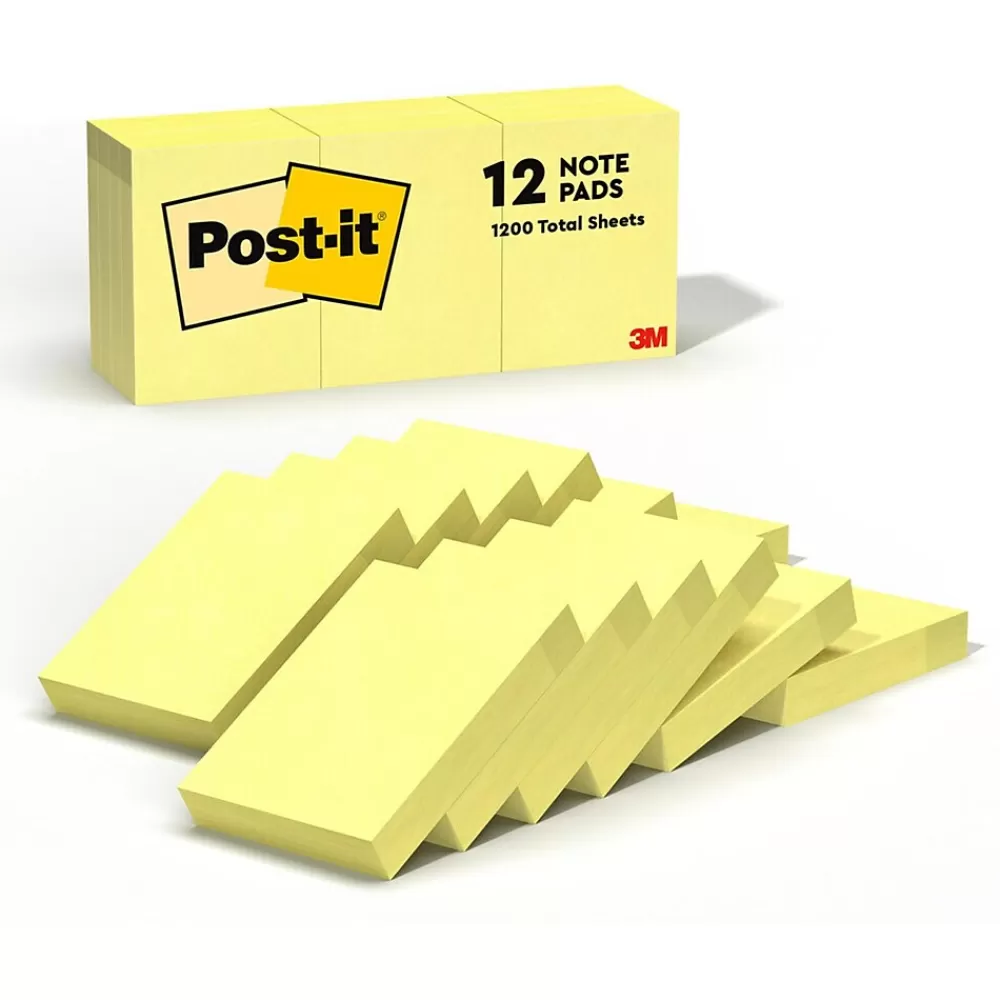 Post-it Notes, 1 3/8" x 1 7/8", Collection, 100 Sheet/Pad, 12 Pads/Pack (653-YW) Canary Discount