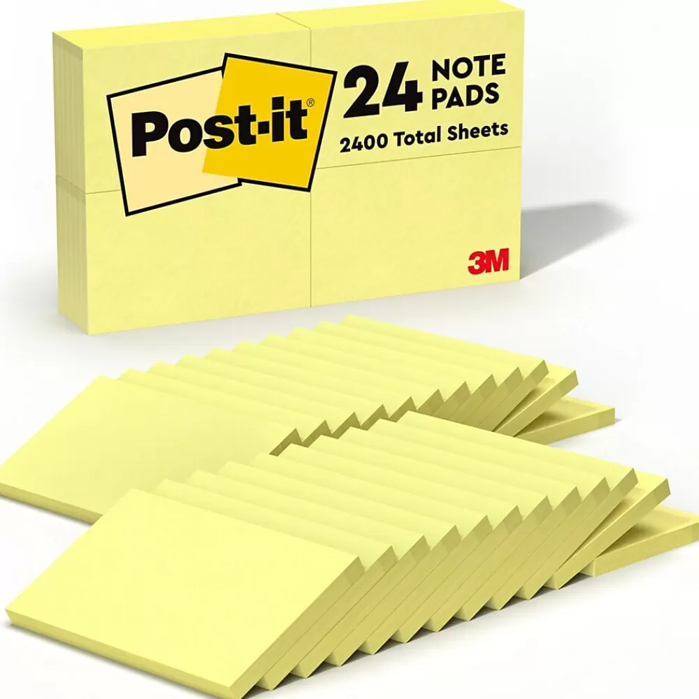 Post-it Notes, 3" x 5", Canary Collection, 90 Sheet/Pad, 24 Pads/Pack (65524VADB) Clearance