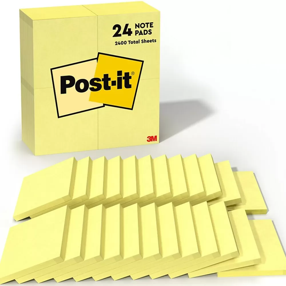 Post-it Notes, 3" x 3", Canary Collection, 100 Sheet/Pad, 24 Pads/Pack (654-24VAD-B) Fashion