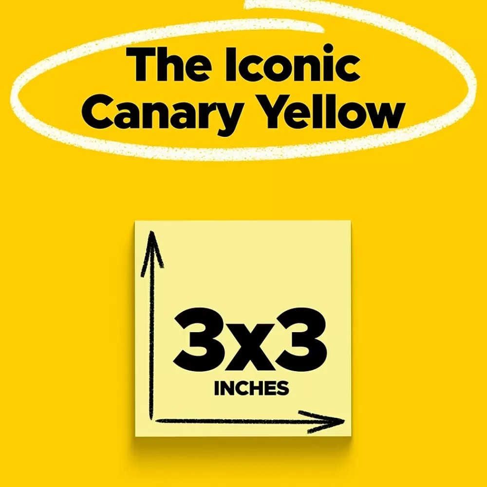 Post-it Notes, 3" x 3", Canary Collection, 100 Sheet/Pad, 18 Pads/Pack (654-14+4YW) Canary Yellow Cheap