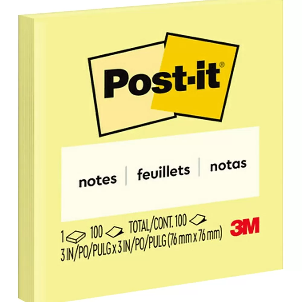 Post-it Notes, 3" x 3", Canary Collection, 100 Sheet/Pad (654 YW) Cheap