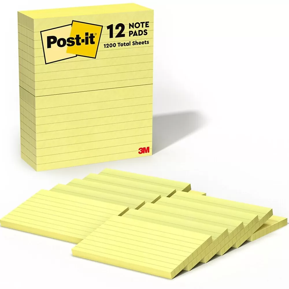 Post-it Notes, 3" x 5", Canary Collection, Lined, 100 Sheet/Pad, 12 Pads/Pack (635YW) Hot