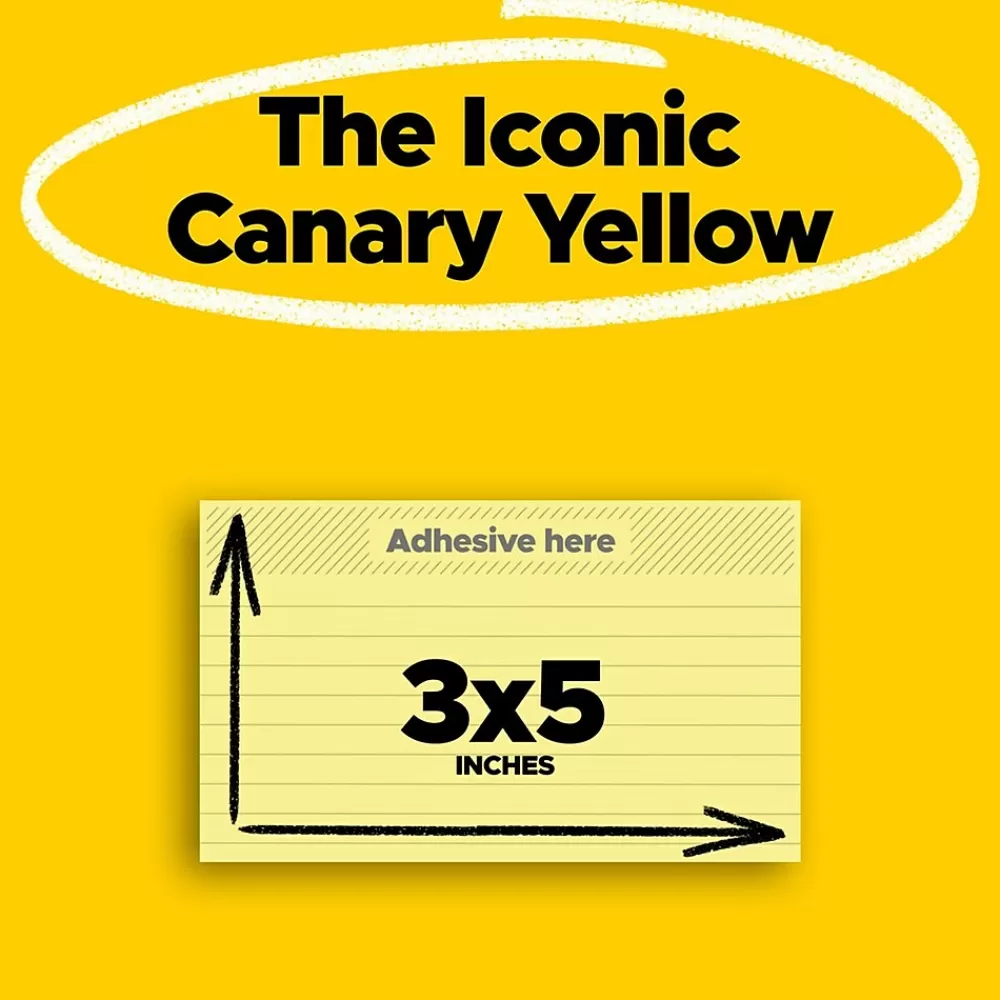 Post-it Notes, 3" x 5", Canary Collection, Lined, 100 Sheet/Pad, 12 Pads/Pack (635YW) Hot