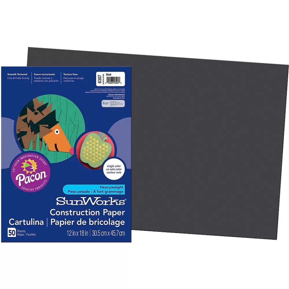 Prang 12" x 18" Construction Paper, Black, 50 Sheets/Pack, 5 Packs (PAC6307-5) Flash Sale