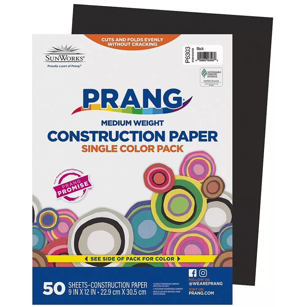 Prang 9" x 12" Construction Paper, Black, 50 Sheets/Pack (P6303-0001) Sale