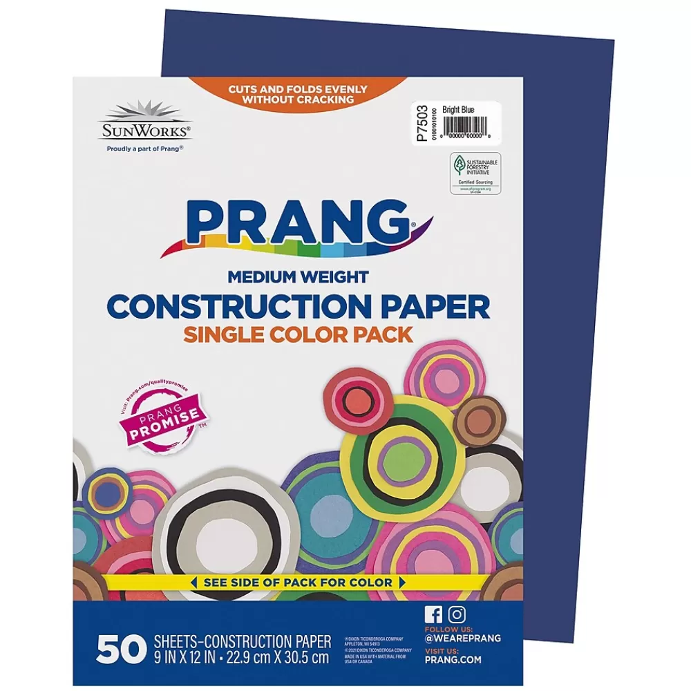 Prang 9" x 12" Construction Paper, Bright Blue, 50 Sheets/Pack (P7503-0001) Cheap