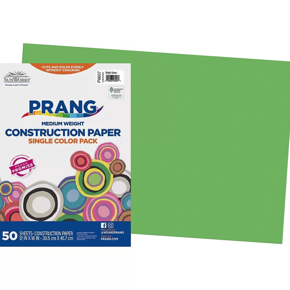 Prang 12" x 18" Construction Paper, Bright Green, 50 Sheets/Pack (P9607-0001) Flash Sale