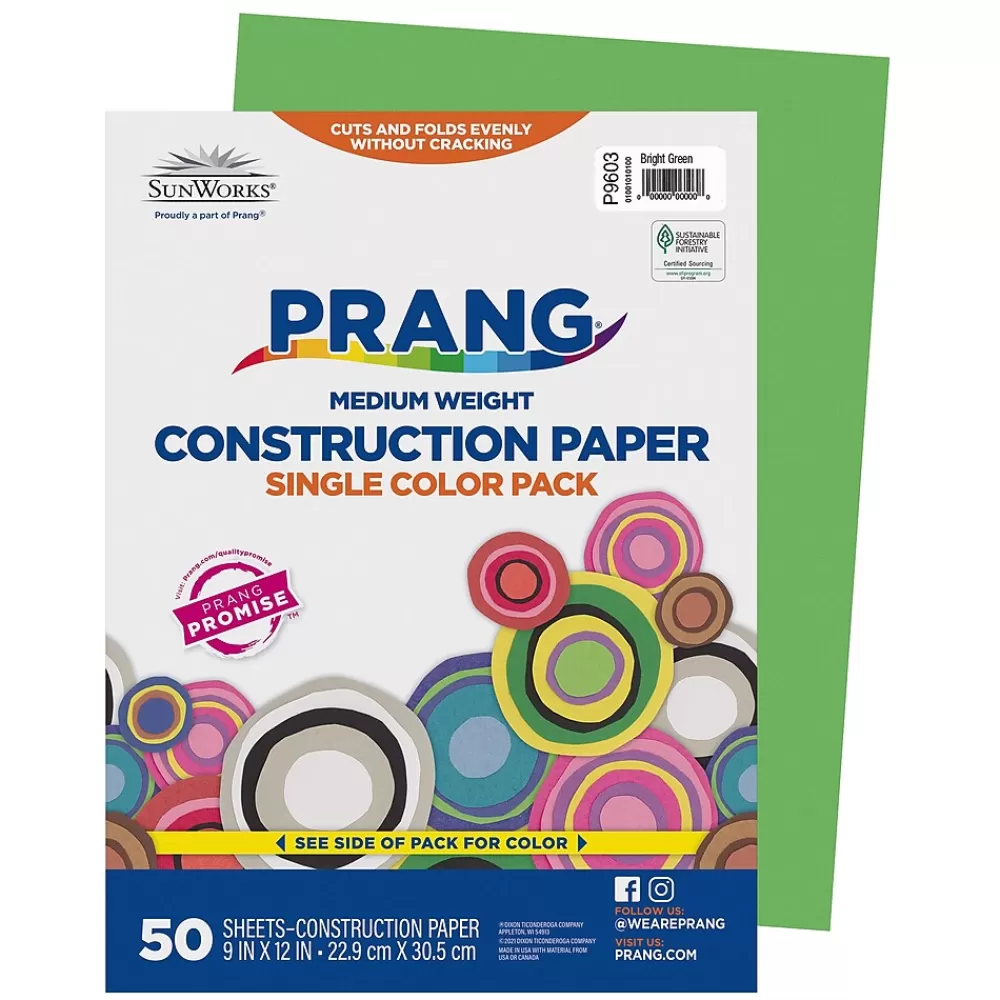 Prang 9" x 12" Construction Paper, Bright Green, 50 Sheets/Pack (P9603-0001) New