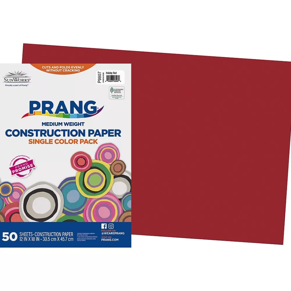 Prang 12" x 18" Construction Paper, Holiday Red, 50 Sheets/Pack (P9907-0001) Cheap