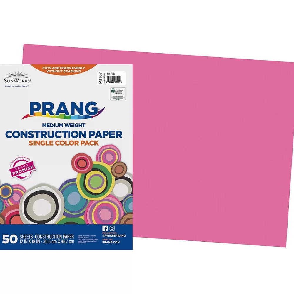 Prang 12" x 18" Construction Paper, Hot Pink, 50 Sheets/Pack (P9107-0001) Discount