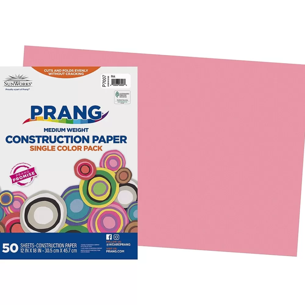 Prang 12" x 18" Construction Paper, Pink, 50 Sheets/Pack (P7007-0001) Clearance