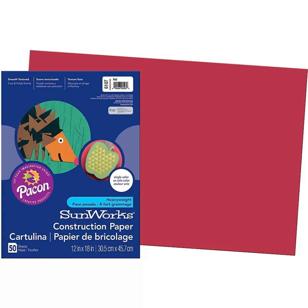 Prang 12" x 18" Construction Paper, Red, 50 Sheets/Pack, 5 Packs (PAC6107-5) Flash Sale