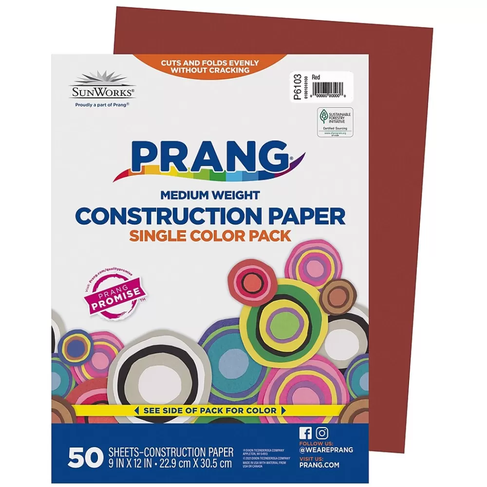 Prang 9" x 12" Construction Paper, Red, 50 Sheets/Pack (P6103-0001) Cheap