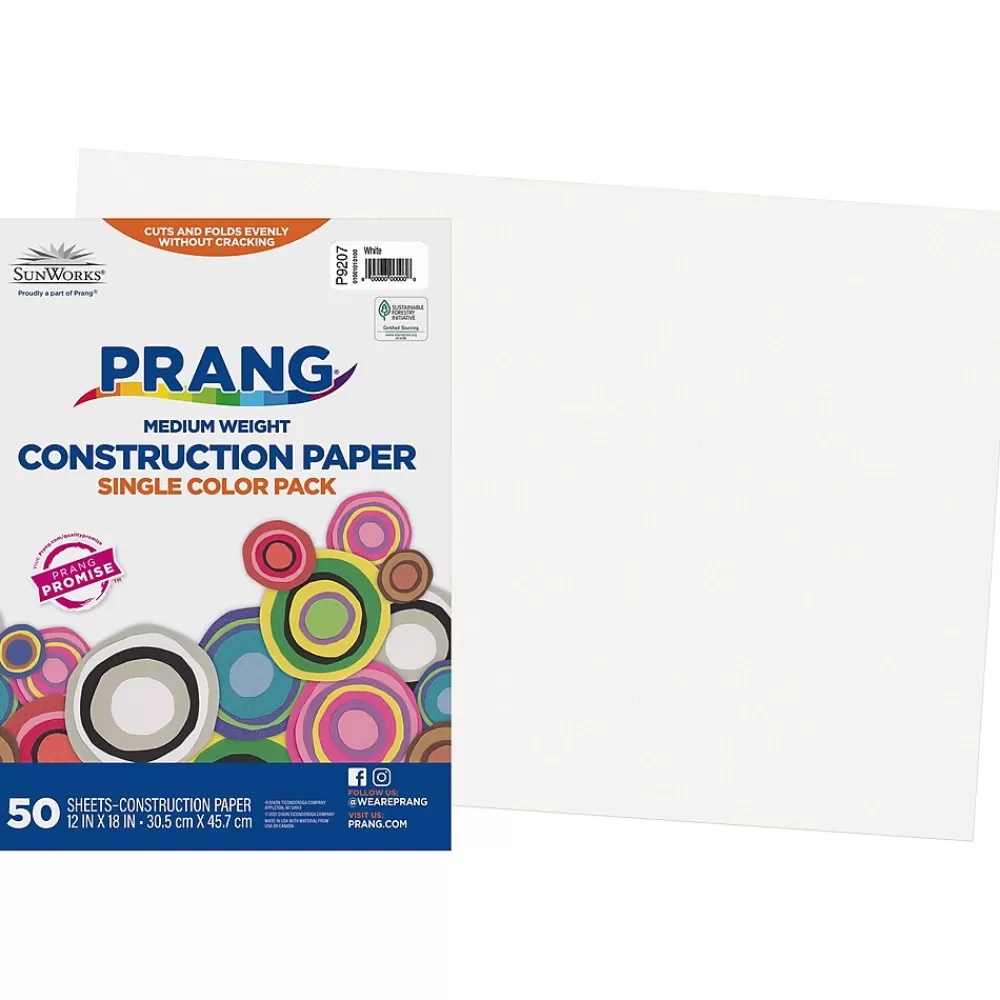 Prang 12" x 18" Construction Paper, White, 50 Sheets/Pack (P9207-0001) Best Sale