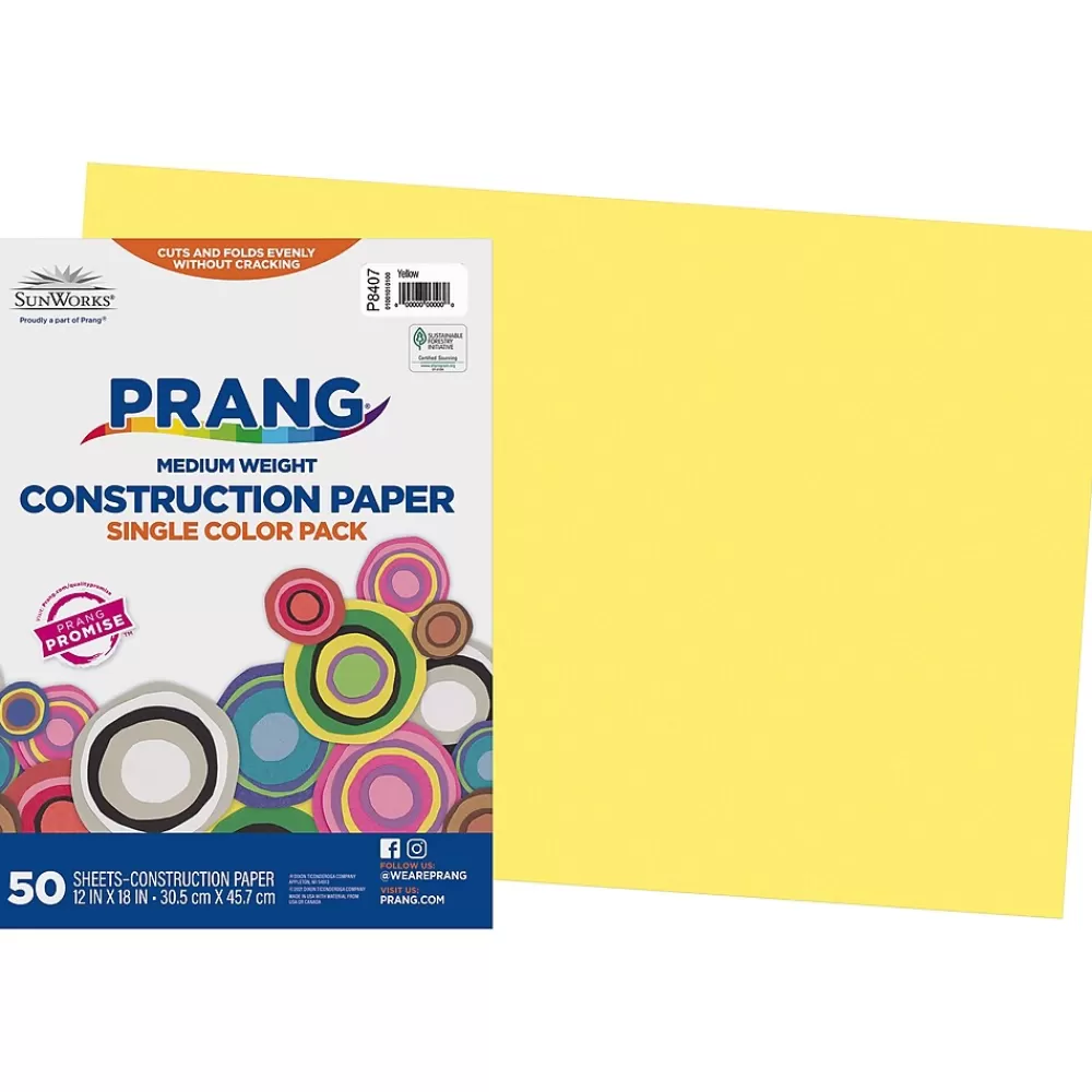 Prang 12" x 18" Construction Paper, Yellow, 50 Sheets/Pack (P8407-0001) Best