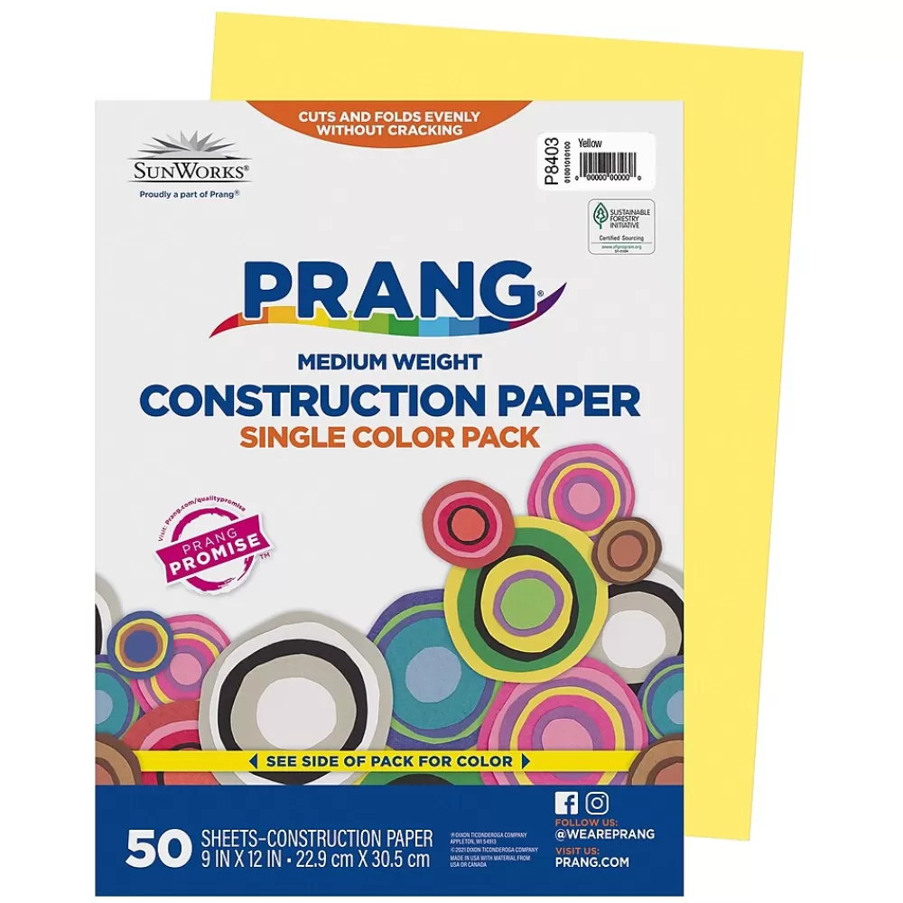 Prang 9" x 12" Construction Paper, Yellow, 50 Sheets/Pack (P8403-0001) Outlet